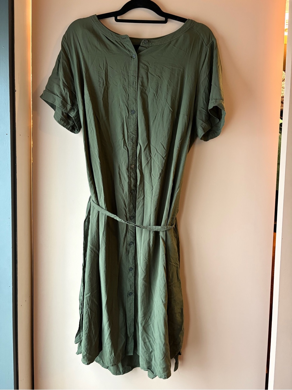 Ann Taylor Loft Olive Green Shirt Dress size 16